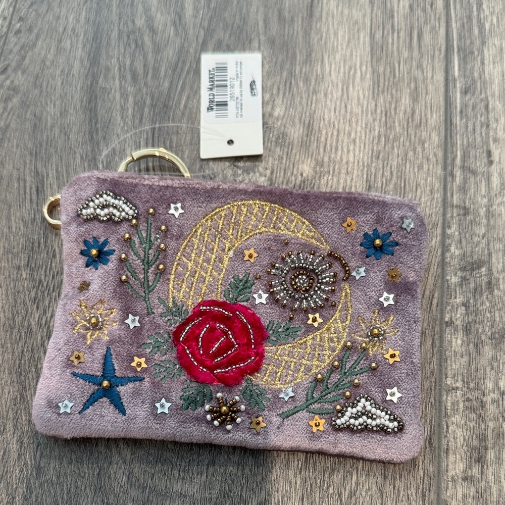 Cost Plus World Market Embroidered Floral Clutch